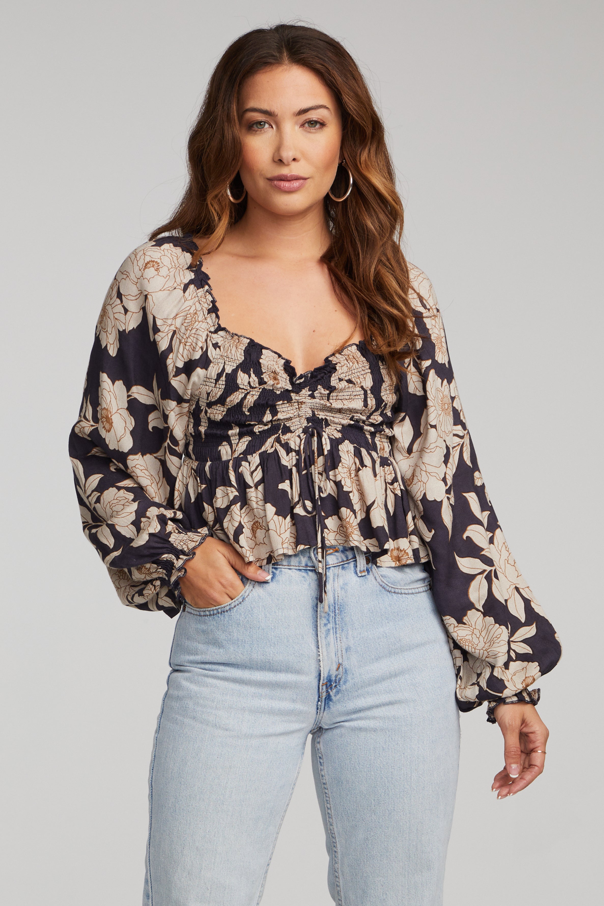 Marion 3/4 Slv Magnolia Bloom Top – Charlotte's Web NJ